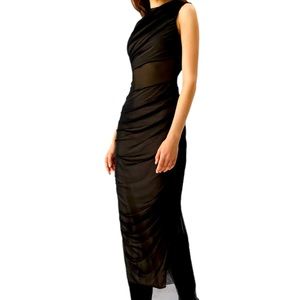 NWT Commense Zip Up Mesh Ruched Long Dress women’s size XL